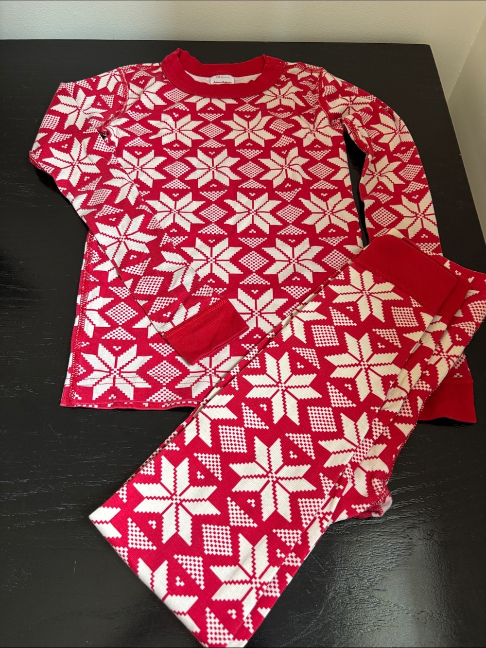 Hanna Andersson Organic Cotton Red & White Star Fair Isle Pajama Set sz 10 / 140